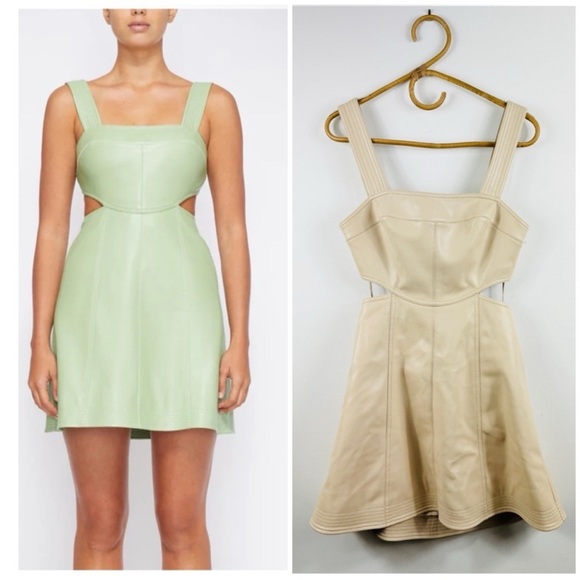 Jonathan Simkhai vegan leather cut out mini dress in vanilla - Picture 1 of 14